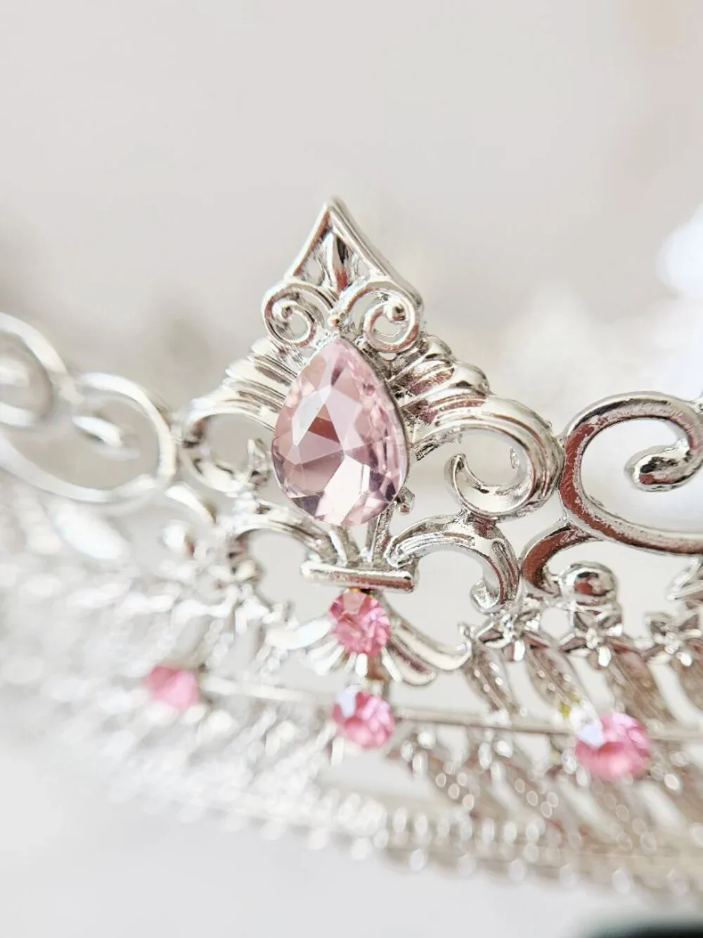 Silver Lion King Crown Pink Crystal Medieval Renaissance Royal Cosplay Tiara